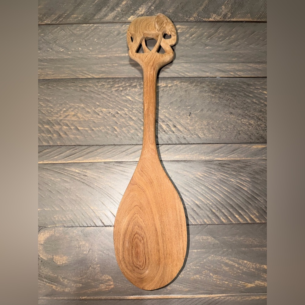 Elegant Brown Wooden Serving Spoon, elephant spoon, kitchen, cooking